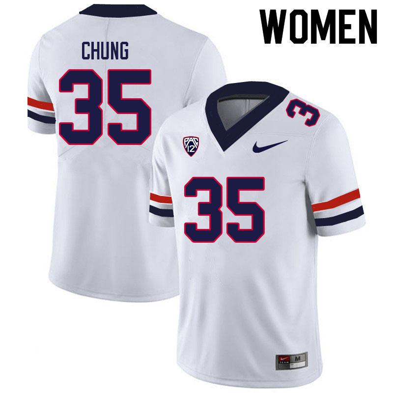 Women #35 Samuel Chung Arizona Wildcats College Football Jerseys Sale-White